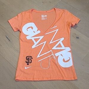 EUC Nike Dri Fit V-Neck Women's sz Medium San Francisco Giants MLB Orange Shirt